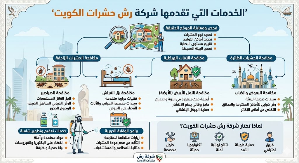 الخدمات التي تقدمها شركة رش حشرات الكويت الخدمات التي تقدمها شركة رش حشرات الكويت