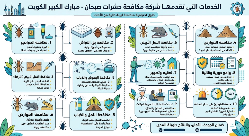 الخدمات التي تقدمها شركة مكافحة حشرات صبحان الخدمات التي تقدمها شركة مكافحة حشرات صبحان